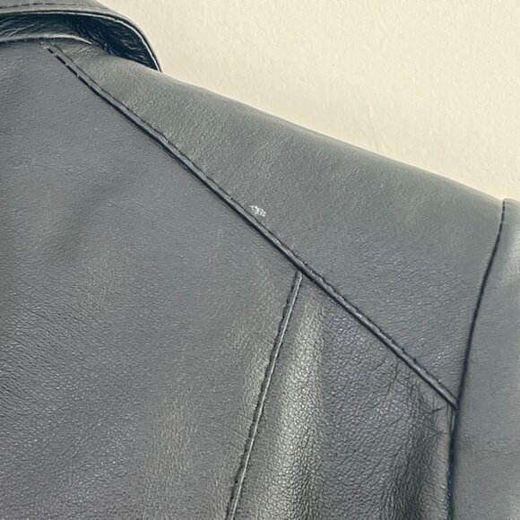 east5th Black Genuine Leather Blazer Jacket Y2K 90s Fitted Petite Small - Picture 10 of 12